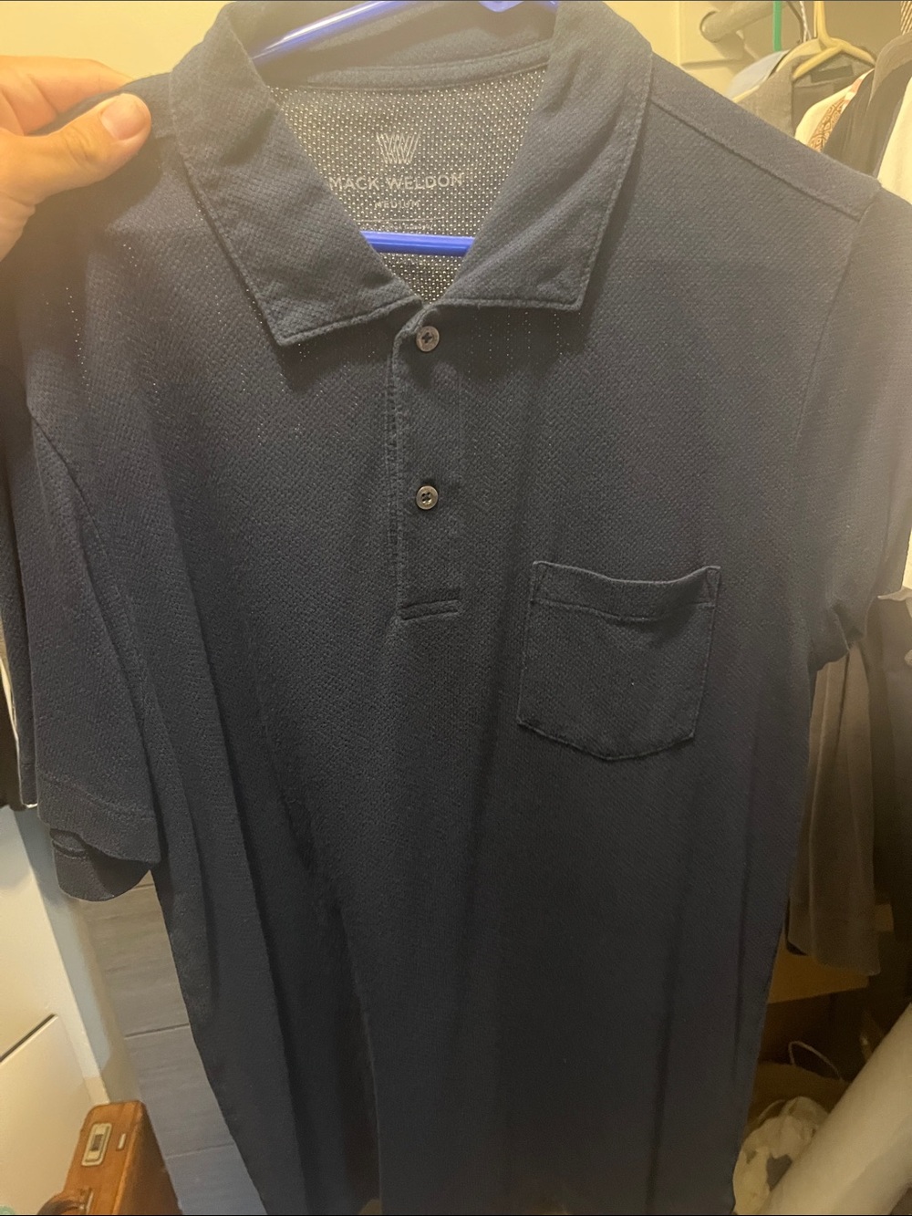 Mack Weldon Navy Polo with Chest Pocket